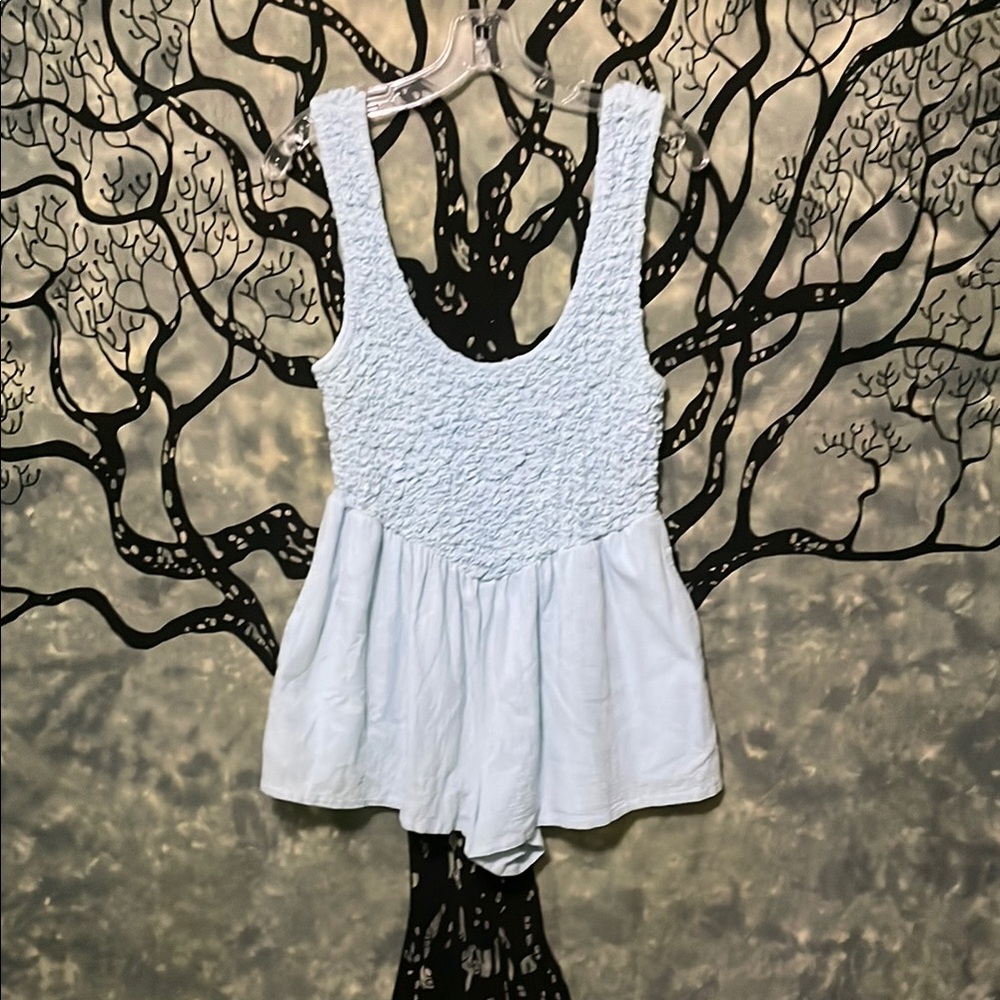 Free People Blue Scrunch Romper